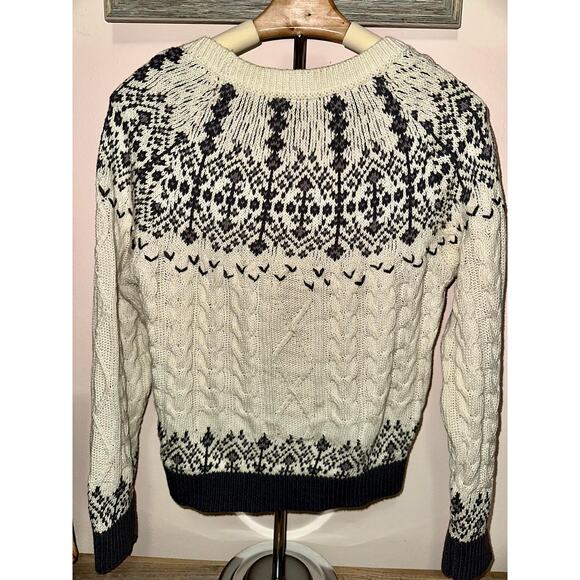 NWT By Anthropologie Cable-Knit Fairisle Sweater pullover size XS NEW $198.00 - Picture 4 of 5
